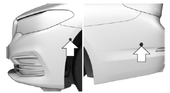 With the four side ultrasound sensors, arrows,