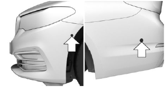 With the four side ultrasound sensors, arrows,