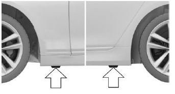 The jacking points for the vehicle jack are located